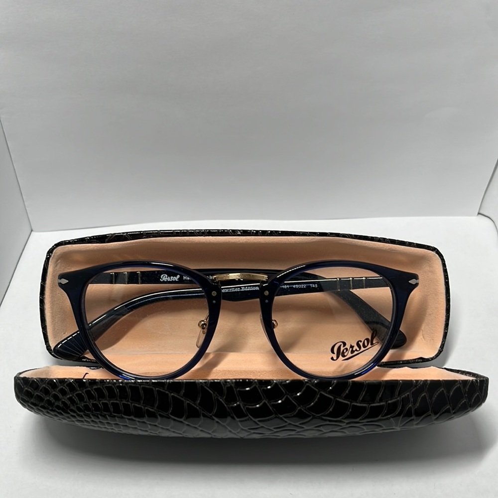 PO3107V PERSOL CLEAR LENSE COLOR #181 TRANSPARENT BLUE FRAME SIZE OEM NEW AUTH